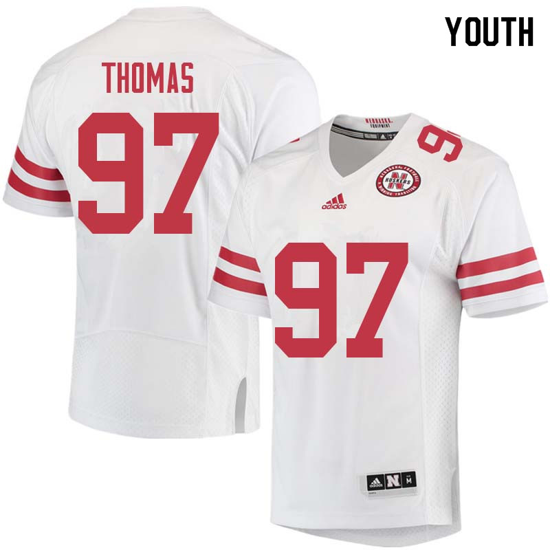 Youth #97 Deontre Thomas Nebraska Cornhuskers College Football Jerseys Sale-White - Click Image to Close
